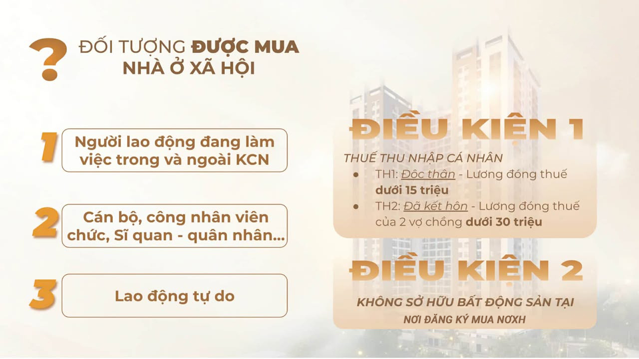 điều kiện mua nhà ở xã hội Rice city Long Châu