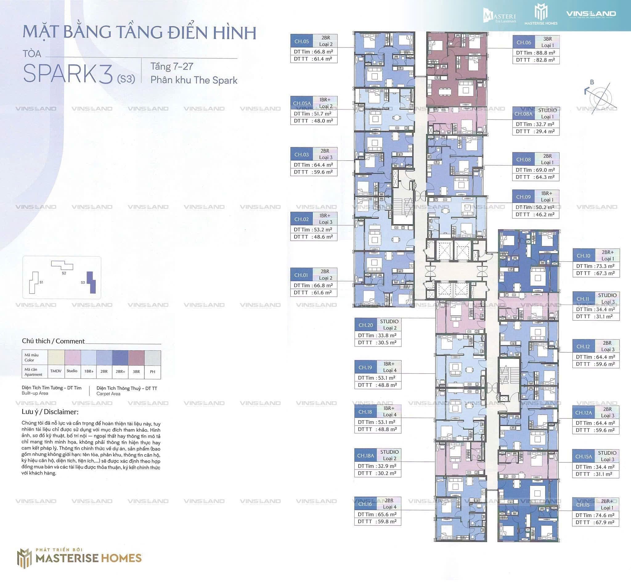 Mặt bằng The Spark Toà S3 Masteri Era Landmark