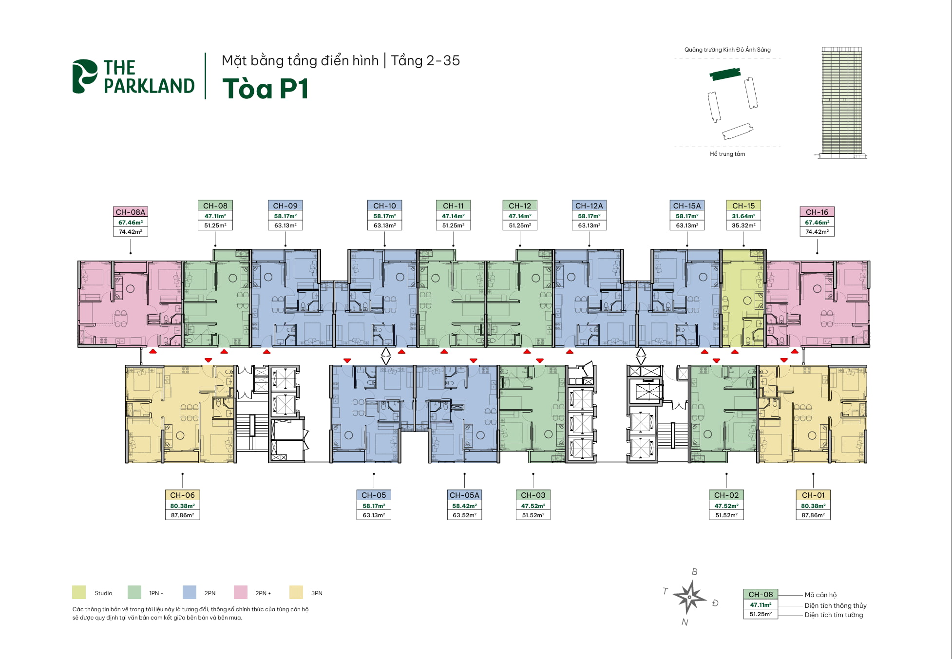 Mặt bằng toà P1 The Parkland Imperia Ocean City