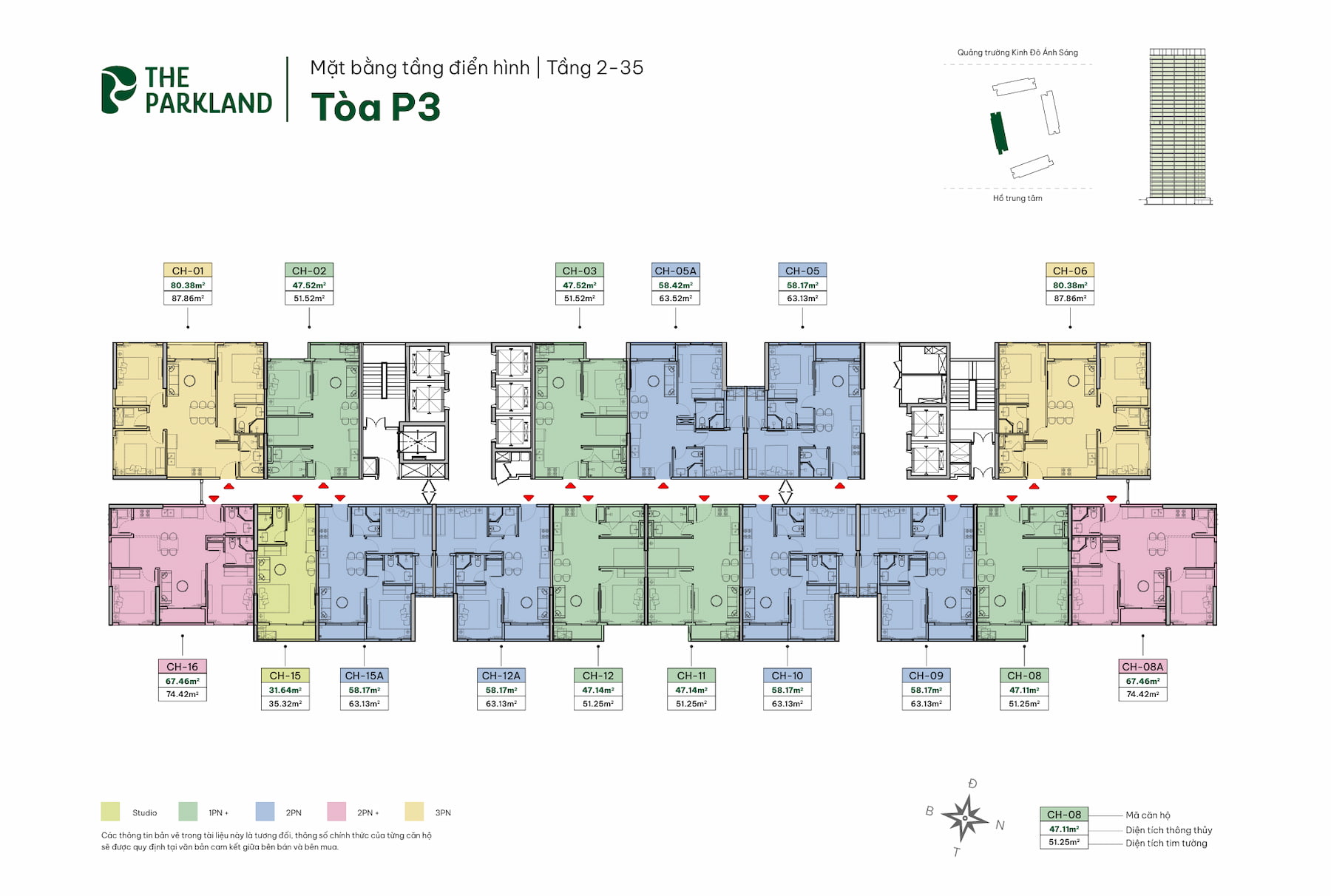 Mặt bằng toà P3 The Parkland Imperia Ocean City